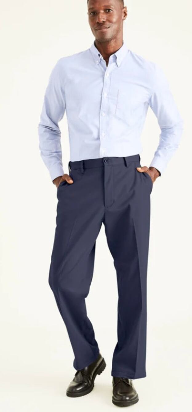 Dockers D3 Navy Straight/Khaki leg Flat front Pant size 32x32